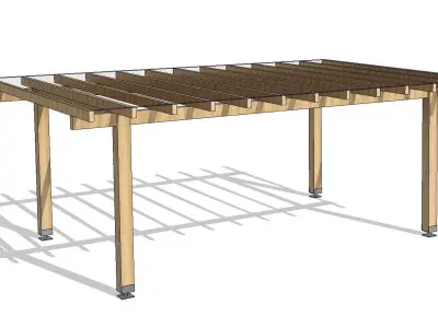 Fully Parametric Wooden Pergola 3D model