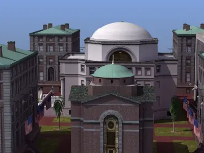 University Campus Low-poly 3D model