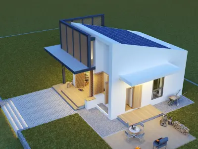 3D model of tropical modern house Low-poly 3D model