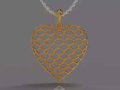 Honeycomb Geometric Heart necklace 3D print model