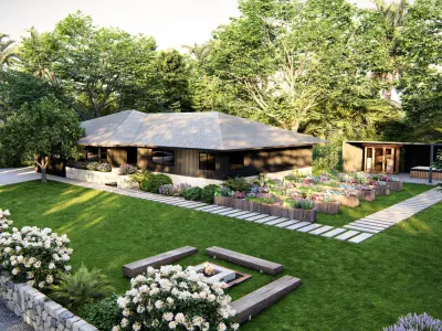   3D Exterior Scene 3D model design garden and landscape 3D model