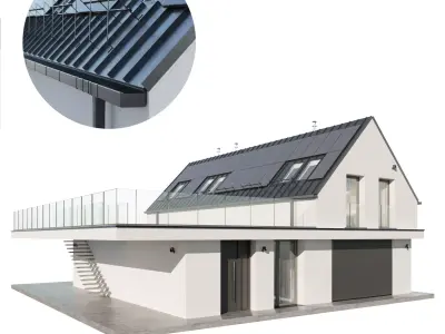 Modern house 25 at night 3D model