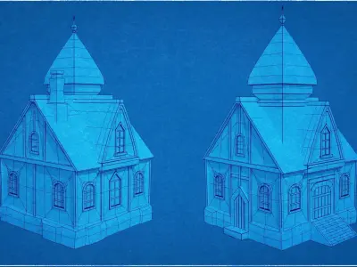 Collection 10 Medieval House Low-poly Low-poly 3D model