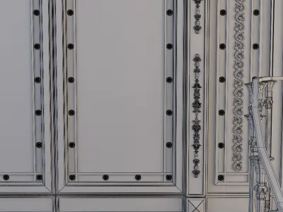 Entrance ornate staircase with wrought iron railings 3D model