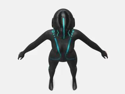 Tron Woman Racer Low-poly 3D model
