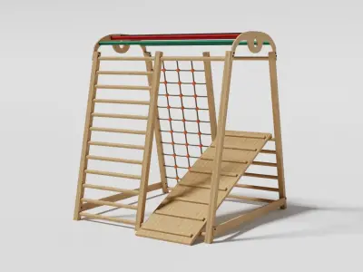 Playground Wooden Climber Low-poly 3D model