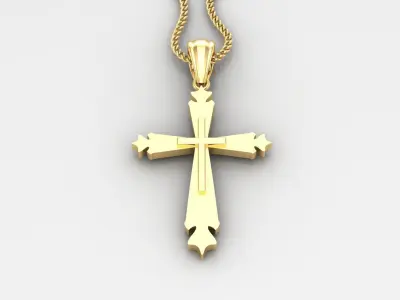 Light Gold 18K Cross Pendant 2CP060 3D print model