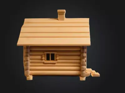 Cozy Log Cabin Low-poly 3D model