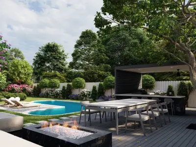 D Exterior Scene 3D model design garden and landscape  3D model
