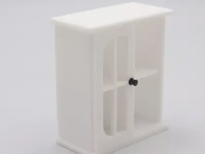 Living room kitchen cabinet with functional sliding door  3D print model