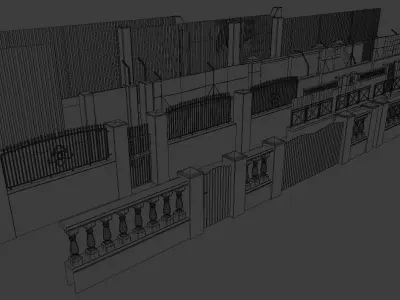 Low poly Fences and Walls small asset pack Low-poly 3D model