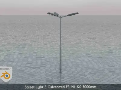 Street Light 3 Galvanized F3 M1 K0 3000mm Low-poly 3D model