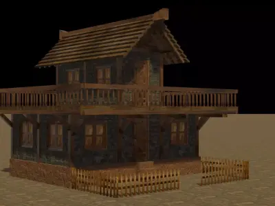 Medieval house eight 16 Low-poly 3D model