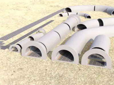 Modular Tunnel Low-poly 3D model