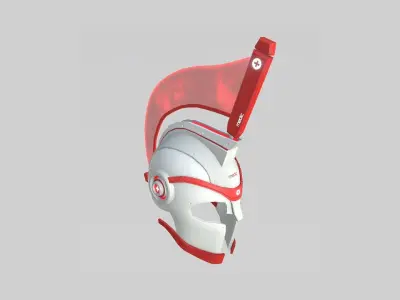 SciFi Spartan Helmet 06 Red Medic - Character Design Low-poly 3D model