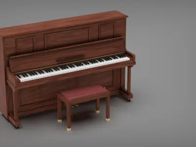 Upright Piano Low-poly 3D model