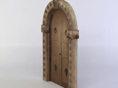 Door ornate wooden Low-poly 3D model