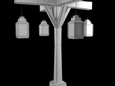 Old Street Lamp 4 Low-poly 3D model
