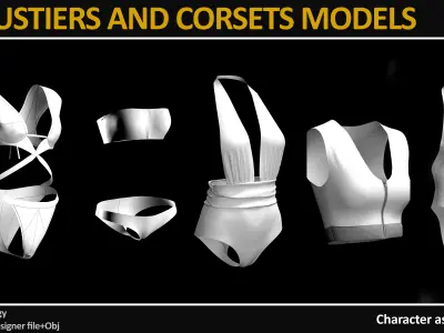 13 BUSTIERS AND CORSETS MODELS Low-poly 3D model