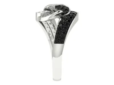 Solitaire Engagement Wedding Women Bypass Ring  3D print model