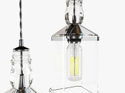 Whiskey Bottles Pulley Pendant Lighting 3D model