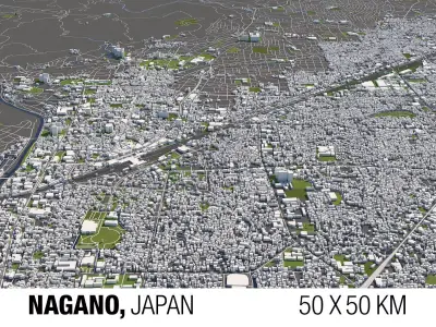Nagano Japan 50x50km 3D model