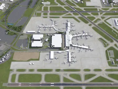 Charlotte - Douglas International Airport - CLT Low-poly 3D model