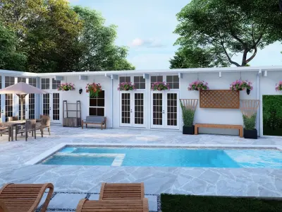 3D Exterior Scene 3D model design garden and landscape 3D  3D model