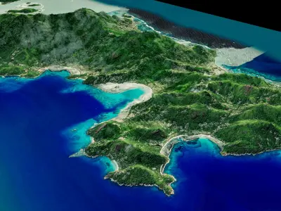 Seychelles Mahe Island 3d model Low-poly 3D model