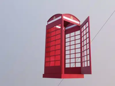 phone booth 3d model Low-poly 3D model