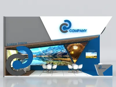 Booth Exhibition Stand Stall 9x4m Height 500 cm 2 Side Open 3D model