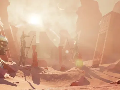 Alien Sandstorm Desert Planet - Egyptian Temple Ruins UE4 Low-poly 3D model