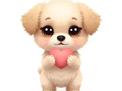 Puppy with Pink Heart 3D Character  Low-poly 3D model