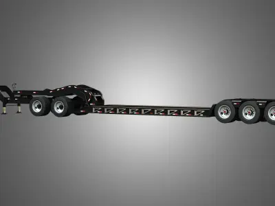 Lowboy Double Trailer - Oversize Load 3D model