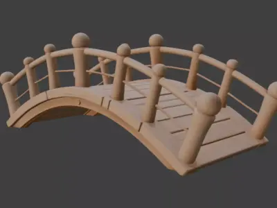 Realistic Garden Bridge Village Bridge 3d Model 3D model