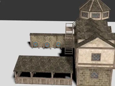 Medieval Archery Building Low-poly 3D model