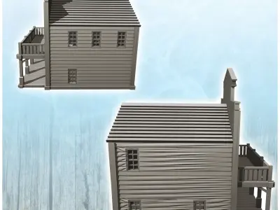 Western saloon with one floor 22 - Cowboy USA America ACW Americ 3D print model