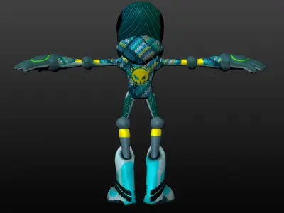 Low-Poly-Hi-Res-Mechanim alien leg Low-poly 3D model