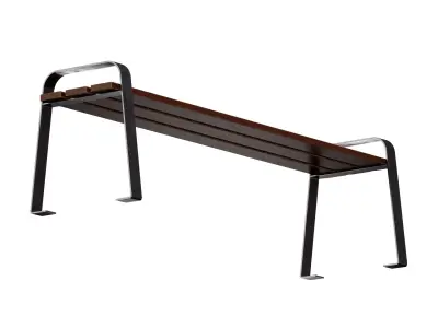 Bench made of metal and wood 3D model