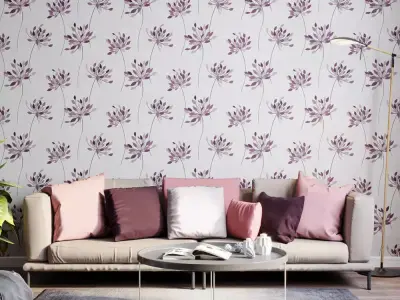 Purple Floral Sprig Wallpaper Texture Texture