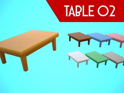 TABLE 02 FURNITURE CARTOON STYLIZED Low-poly 3D model
