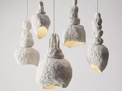 Martin Huxford Handcrafted Stacked Plaster  Pendant Light Model 3D model