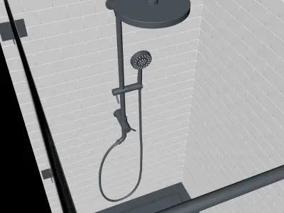 Open Door Rain Fall Shower Free 3D model