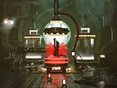 Alien Steam Laboratory Set Low-poly 3D model