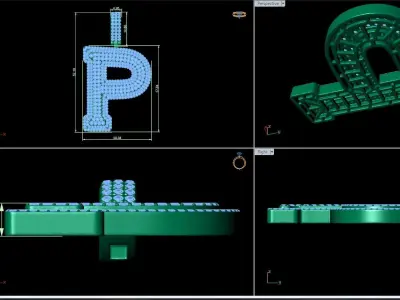 Alphabet Latter P Diamond Pendent 3D print model