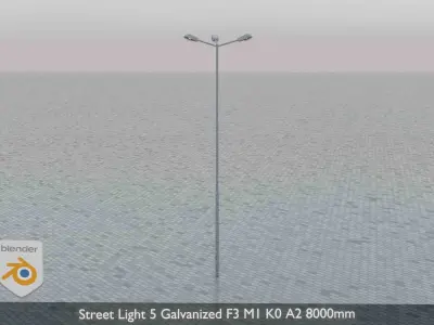 Street Light 5 Galvanized F3 M1 K0 A2 8000mm Low-poly 3D model