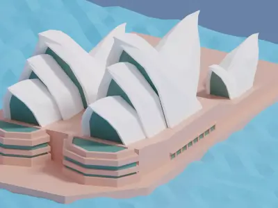 Cartoon Sydney Opera House Low-poly 3D model