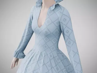 Dress 30 Light Blue Low-poly 3D model