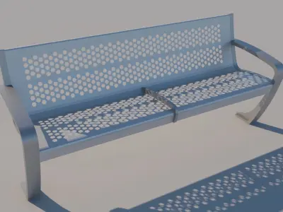 Metal outdoor bench Low-poly 3D model