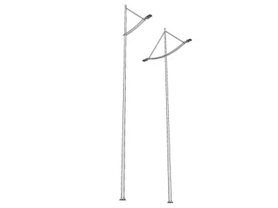 Group of 2 Light Poles - Lamp Posts 02 3D model
